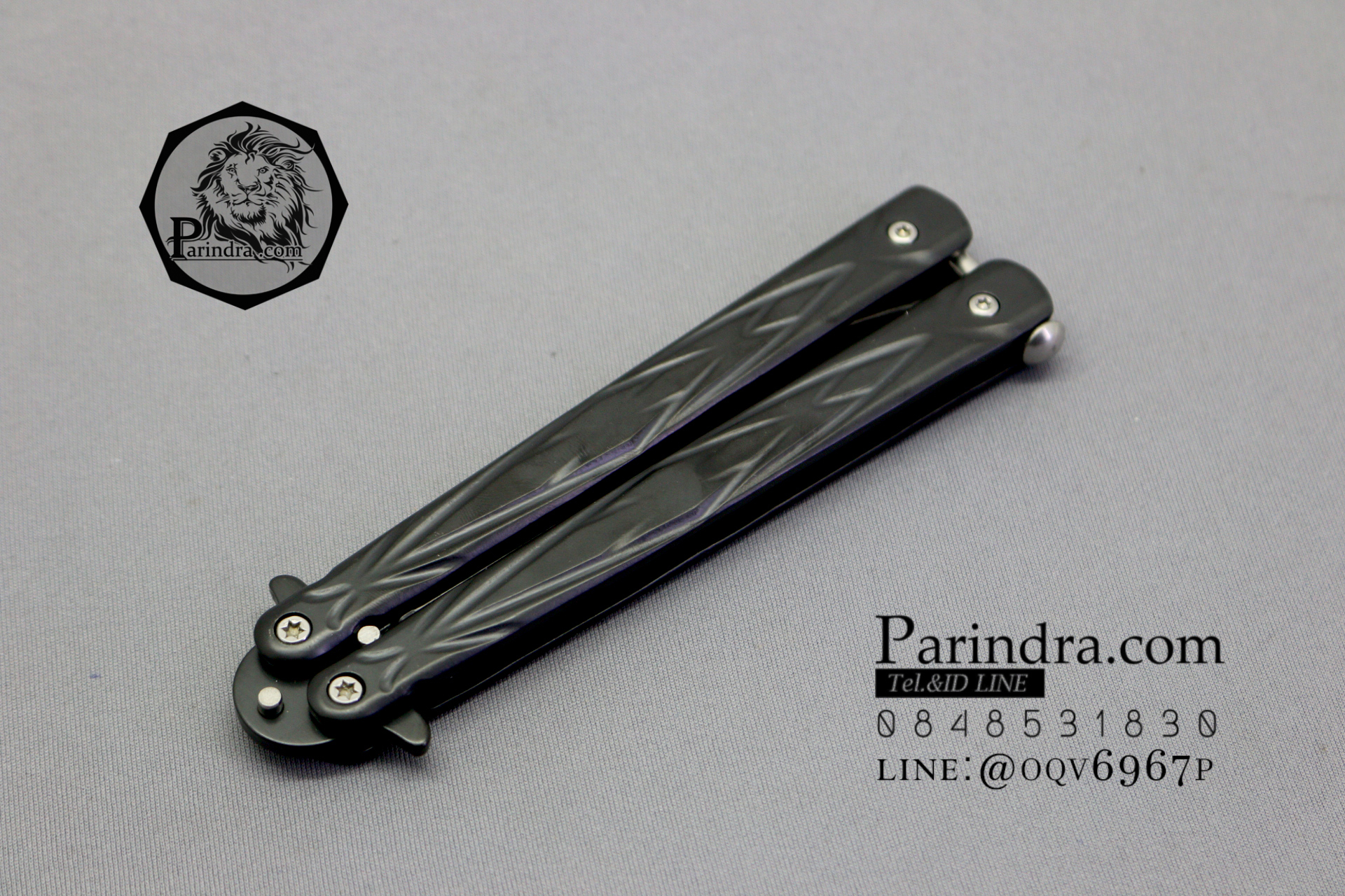 มีดบาลีซอง Balisong มีดควง มีดปีกผีเสื้อ มีคม สีดำล้วน ขนาด 9 นิ้ว BLA027