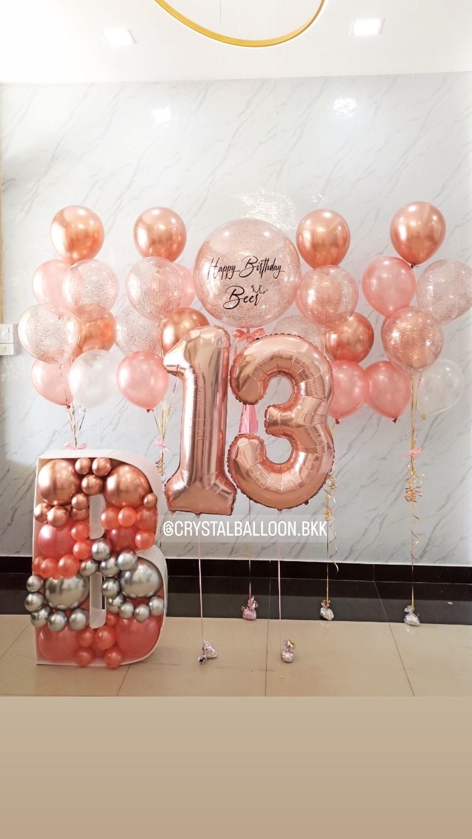 ลูกโป่ง วันเกิดเด็ก Bubble ขนาด 24" พร้อม ช่อลูกโป่ง 7 ลูก 4 ช่อ,ลูกโป่งใส ใส่กลิตเตอร์ พร้อมตกแต่ง ฟอยล์ตัวเลข ขนาด 40" 2 ชิ้น,แท่นตัวอักษร ขนาด 90 ซม. สามารถเปลี่ยนสีลูกโ่ป่ง/เปลี่ยนข้อความ/เปลี่ยนขนาด/เปลี่ยนสี-แท่นตัวอักษรได้