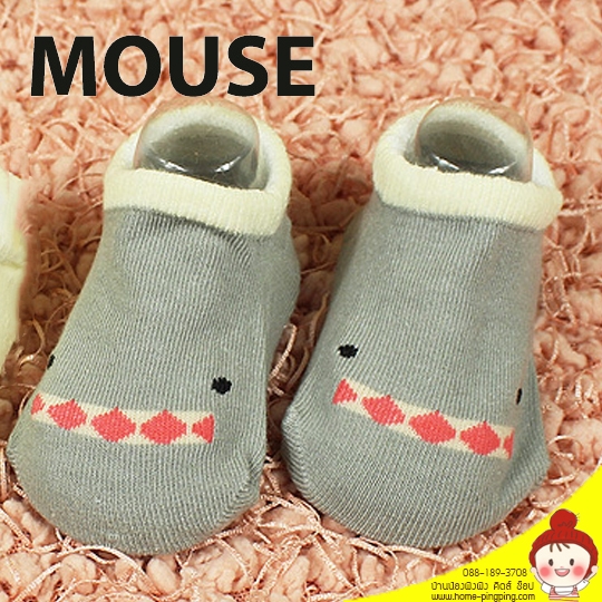 ถุงเท้าเด็กข้อสั้น Mouse ลายฉลาม เหมาะสำหรับเด็ก 3 เดือน - 1 ปี