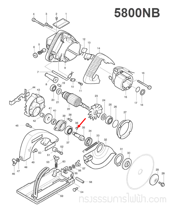 ลิ่ม หินเจียรไฟฟ้า Makita 9556, NB, HN, HP, 9553NB [#31], 5800NB[#36] Pn.254011-9 (แท้) ##(*)