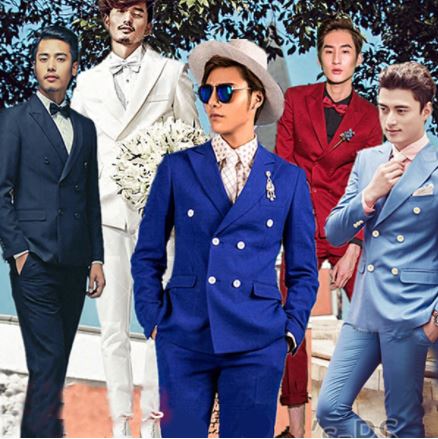 พร้อมเช่า ชุดสูทชาย สีกรม รุ่นกระดุมสองแถว ไม่มีเสื้อกั๊ก