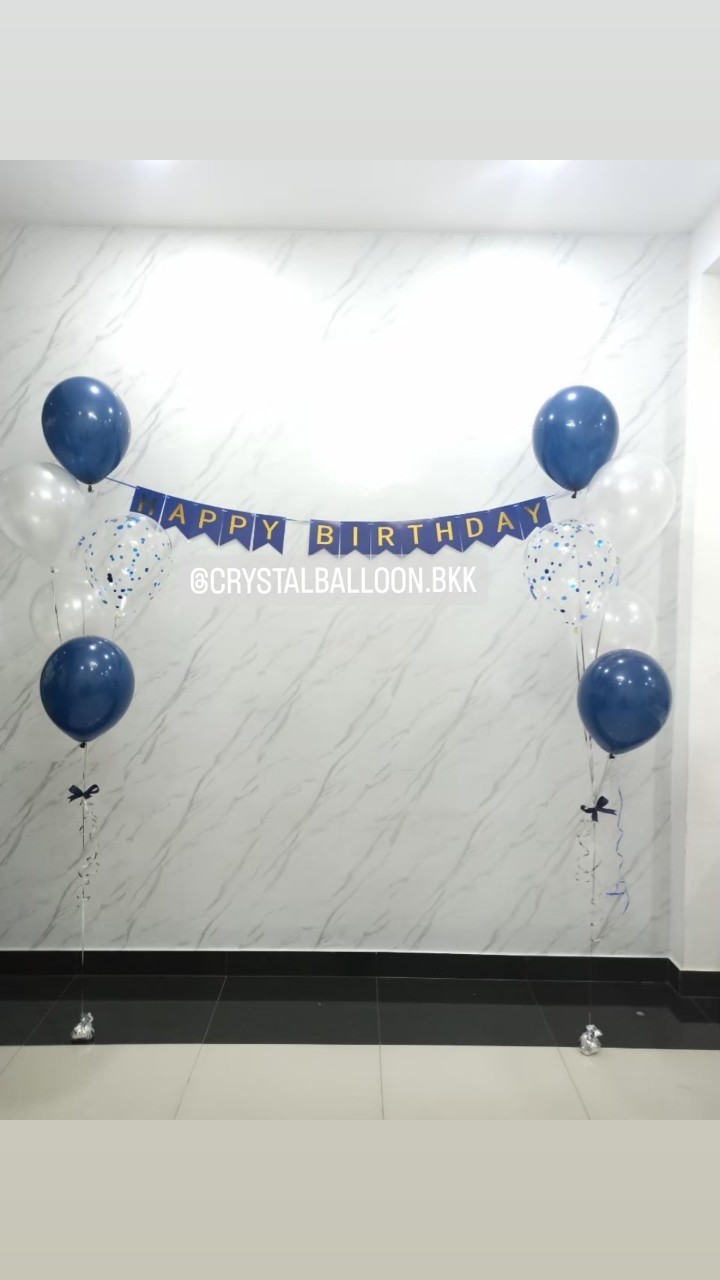 ลูกโป่ง วันเกิด ช่อลูกโป่ง ช่อ 5 ลูก 2 ช่อ พร้อม ป้ายธง Happy Birthday 1 ชิ้น พร้อมตกเเต่ง สามมารถเปลี่ยนสีลูกโป่ง/เปลี่ยนสี-ป้ายธงได้