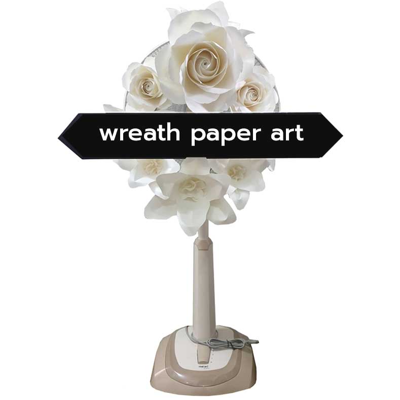 พวงหรีดพัดลมฮาตาริ - ดอกไม้กระดาษขาว | พัดลม ขนาด16,18 นิ้ว | ส่งฟรีเฉพาะพื้นที่กรุงเทพฯ-ปริมณฑล