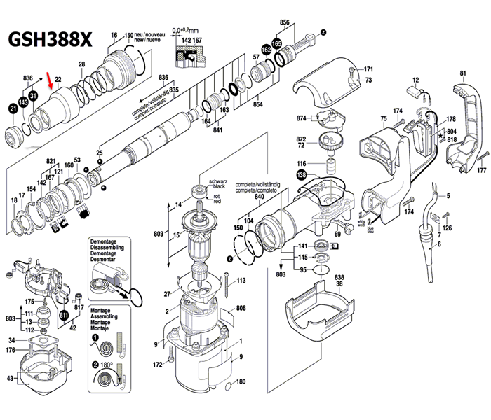 ปลอกป้องกัน สว่านโรตารี่ Bosch บอช GSH388, GSH388X [#22] Pn.1610591032 (แท้-สั่ง)