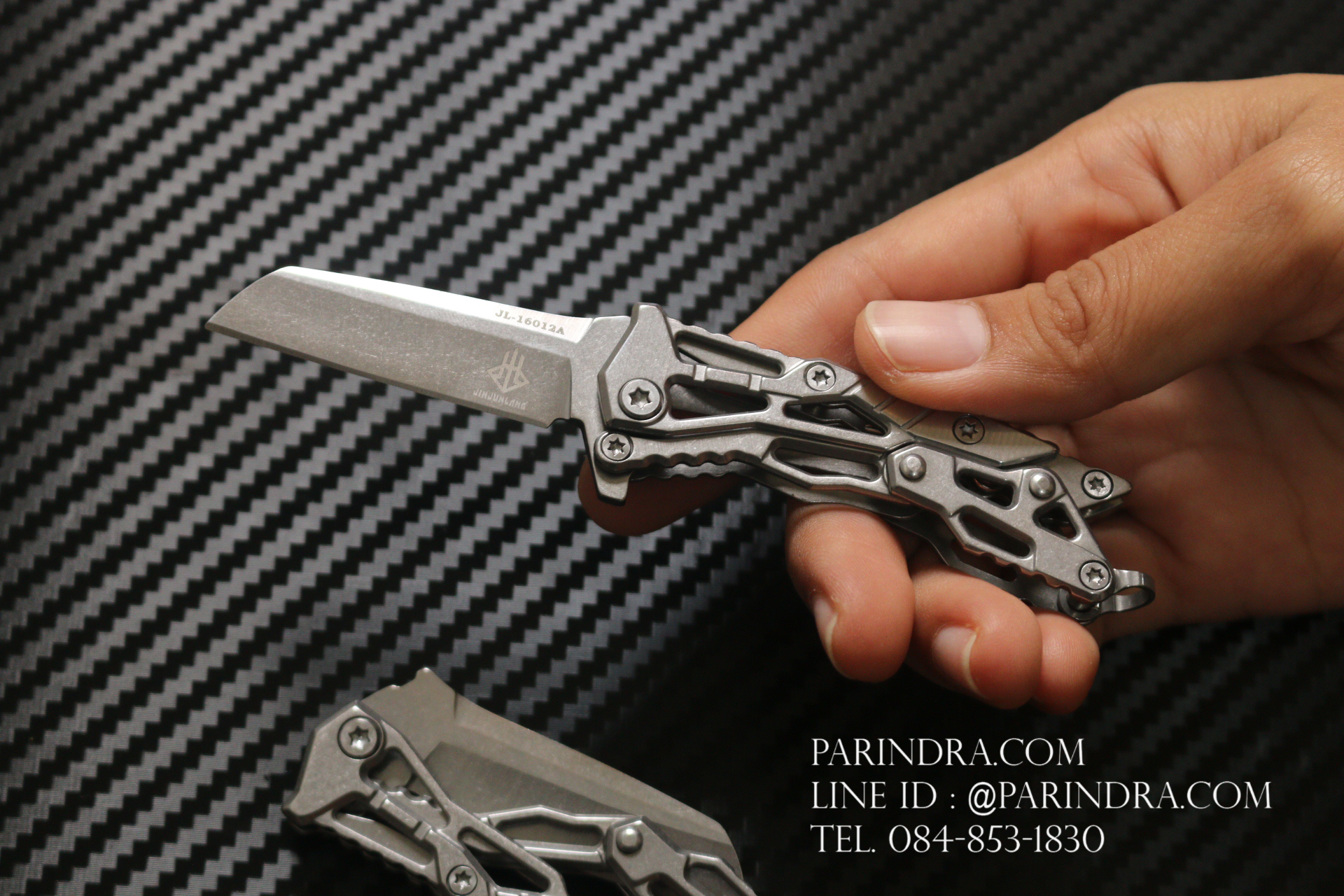 มีดพับเล็ก JINJUNLANG รุ่น JL-16012A Transformer รูปทรงสวย โลหะทั้งตัว สีเงิน