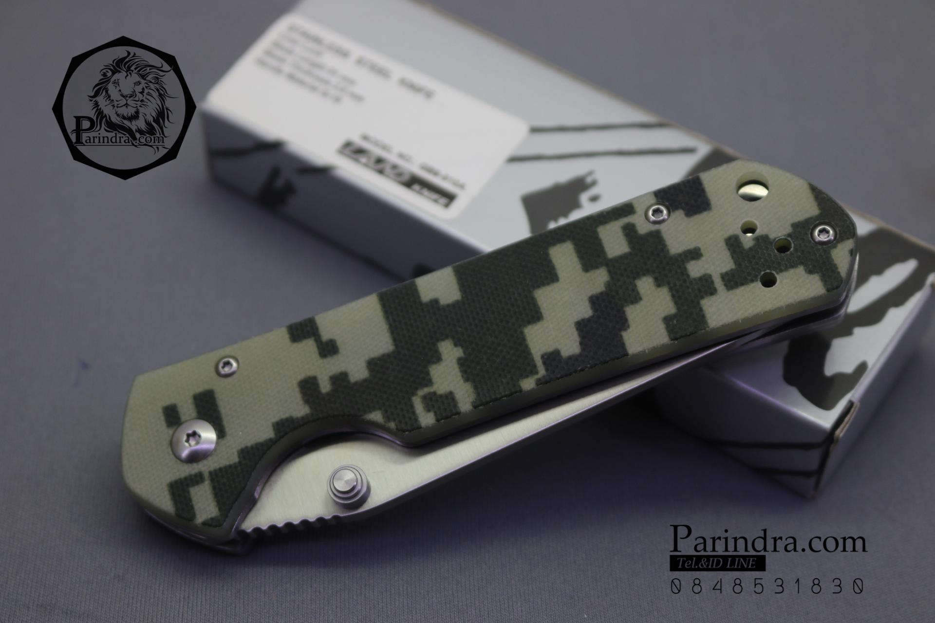 มีดพับ Land Knife GB9-910 ด้ามลายพรางทหาร (ของแท้) ใบมีดกึ่งหยักฟันปลา Serrated สวยงาม แกร่ง ทนทาน