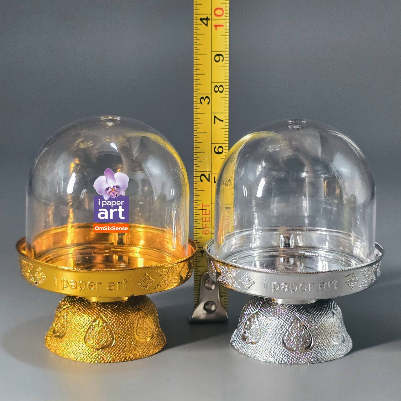 โดมจิ๋ว S เงิน-ทอง | งานไทยพรีเมียม สำหรับบรรจุของถวายหิ้งขนาดกระทัดรัด
