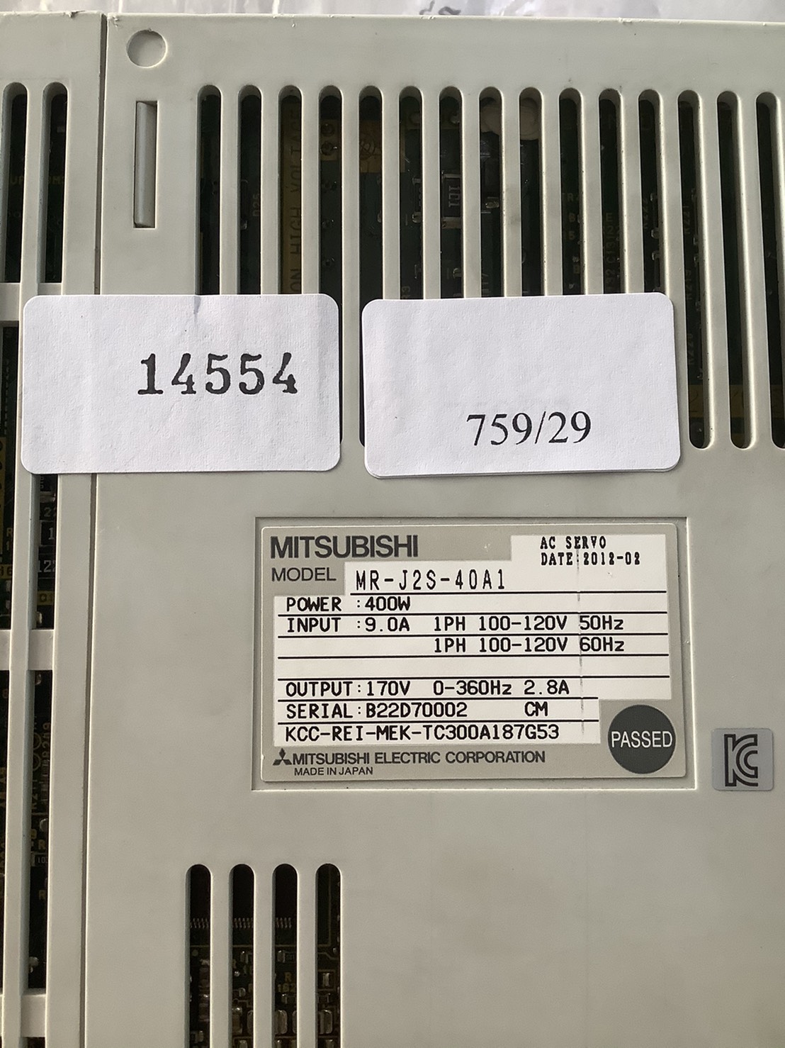 MR-J2S-40A1 SERVO DRIVE " MITSUBISHI "