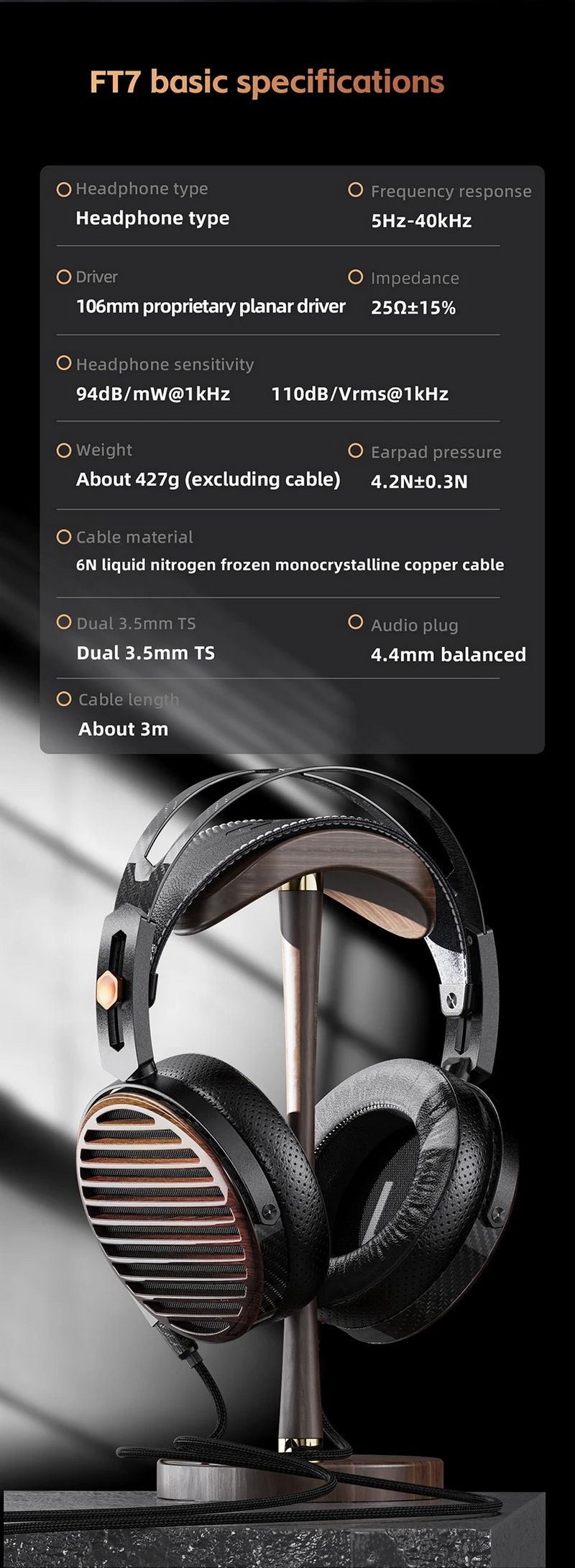 FiiO FT7 หูฟัง Headphone ไดรเวอร์ Planar ประสิทธิภาพสูง ดีไซน์แบบเปิด ประกันศูนย์ไทย