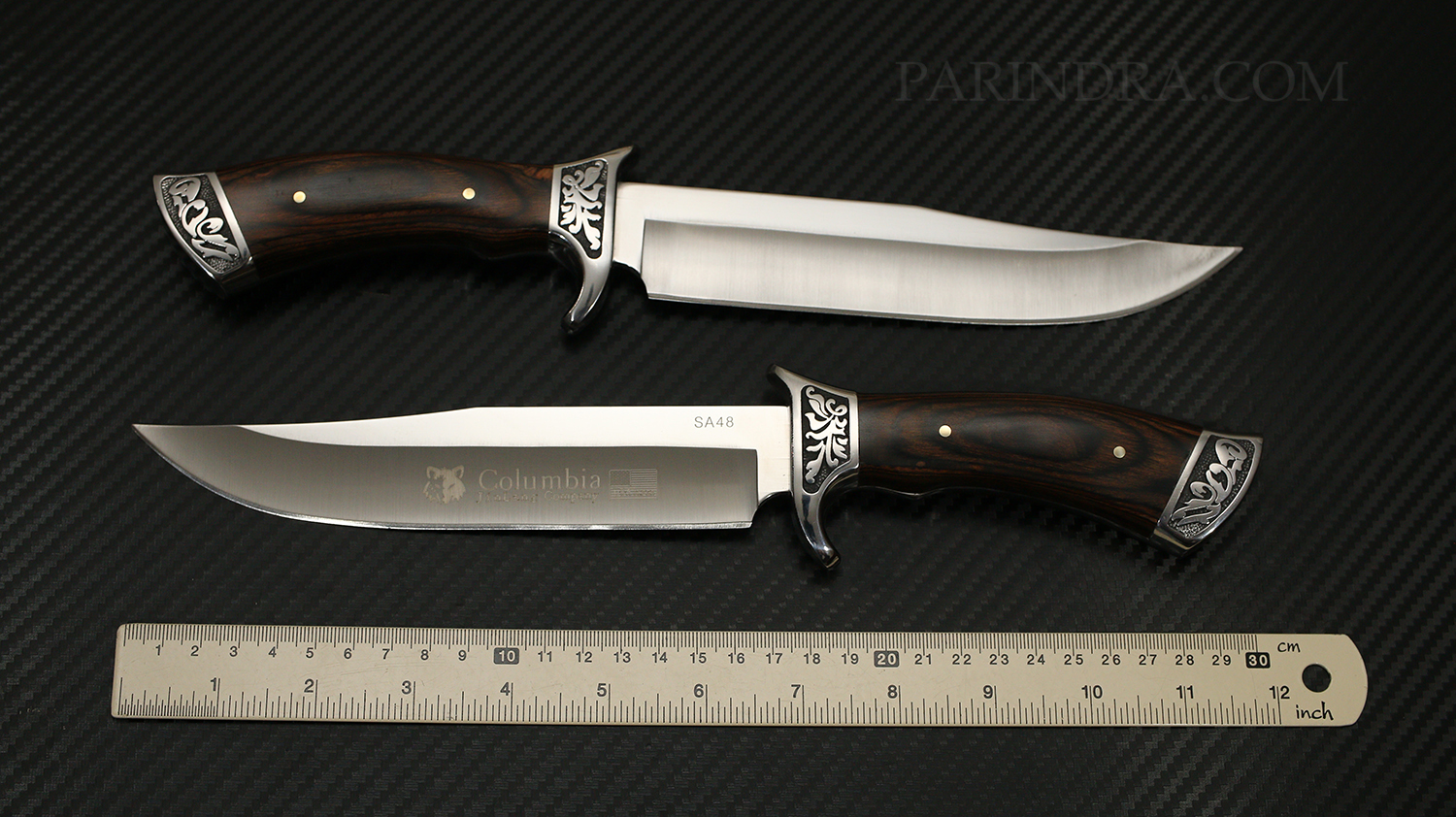 มีดเดินป่า COLUMBIA รุ่น SA48 ด้ามไม้สีลวดลาย ทรงใบมีดสวย