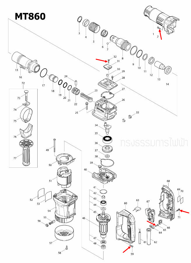 TAPPING SCREW 4X18 Makita, Maktec MT190, MT560, DDF486, M1100, M1100KX1B, M1901, GA5010, GA5020, M6001, M6001B Pn.266326-2 (แท้)+