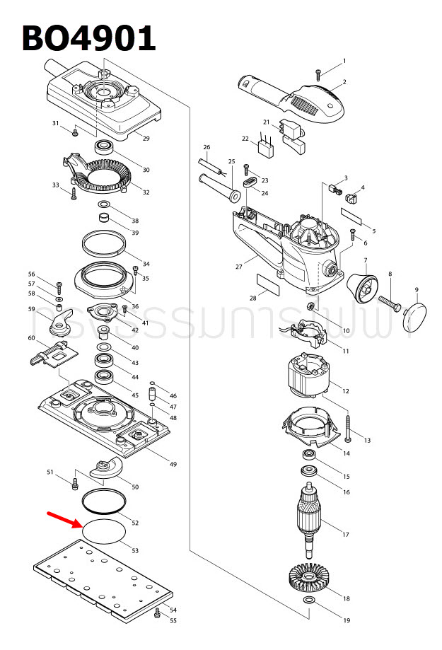 โอริง เครื่องขัดสายพาน Makita BO4901 [#53] Pn.213755-0 (แท้)##