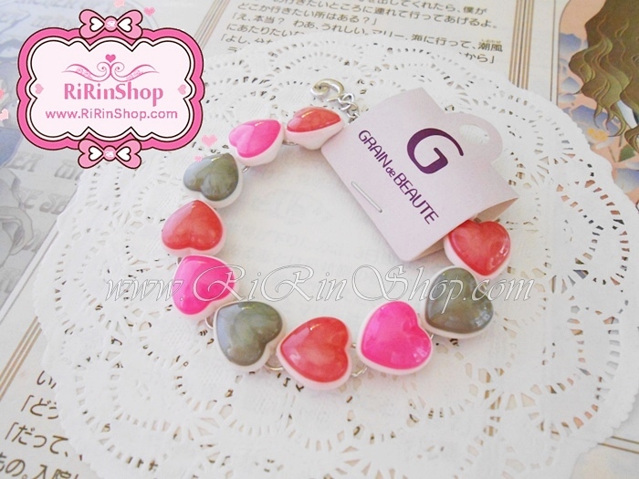Aznavour & GraindeBeaute สร้อยข้อมือเซลลูโลสหัวใจสีหวาน