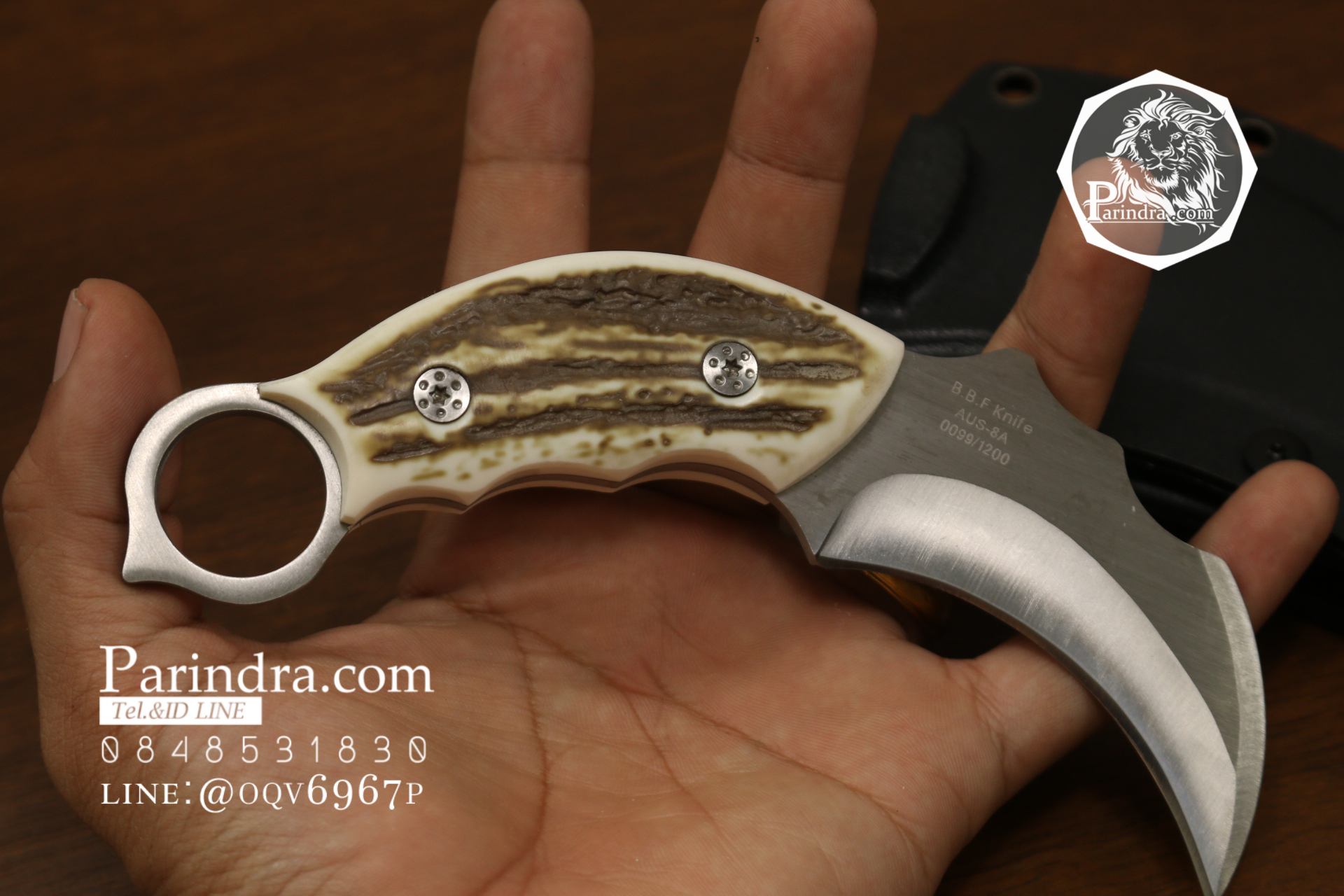 มีดคารัมบิตใบตาย (Karambit) Scorpion Claw ด้ามเขาสัตว์เทียม (OEM)