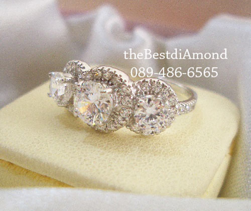 SR001RD+++3 Diamonds Luxury Style+++แหวนเงินแท้ ดีไซน์สวยหรู แบบร้านจิวเวลลี่ทันสมัย ตามcounter ห้างเลย เหมือนของแท้สุดๆ เล่นไฟวิีงๆ รับประกันความสวย