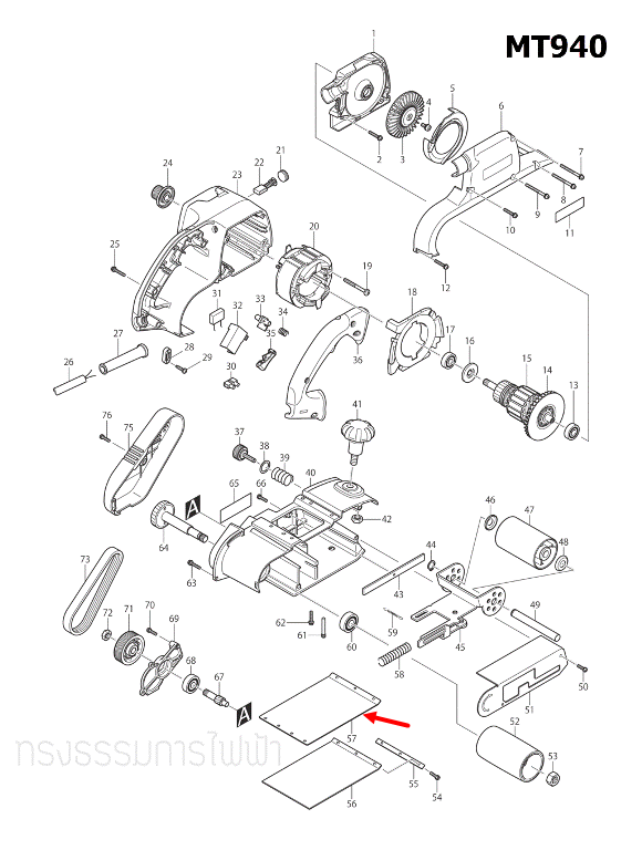 RUBBER PLATE เครื่องขัดกระดาษทราย Maktec-มาคเทค MT940, MT941 [#57], 9401 [#55] Pn.424058-9 (แท้)