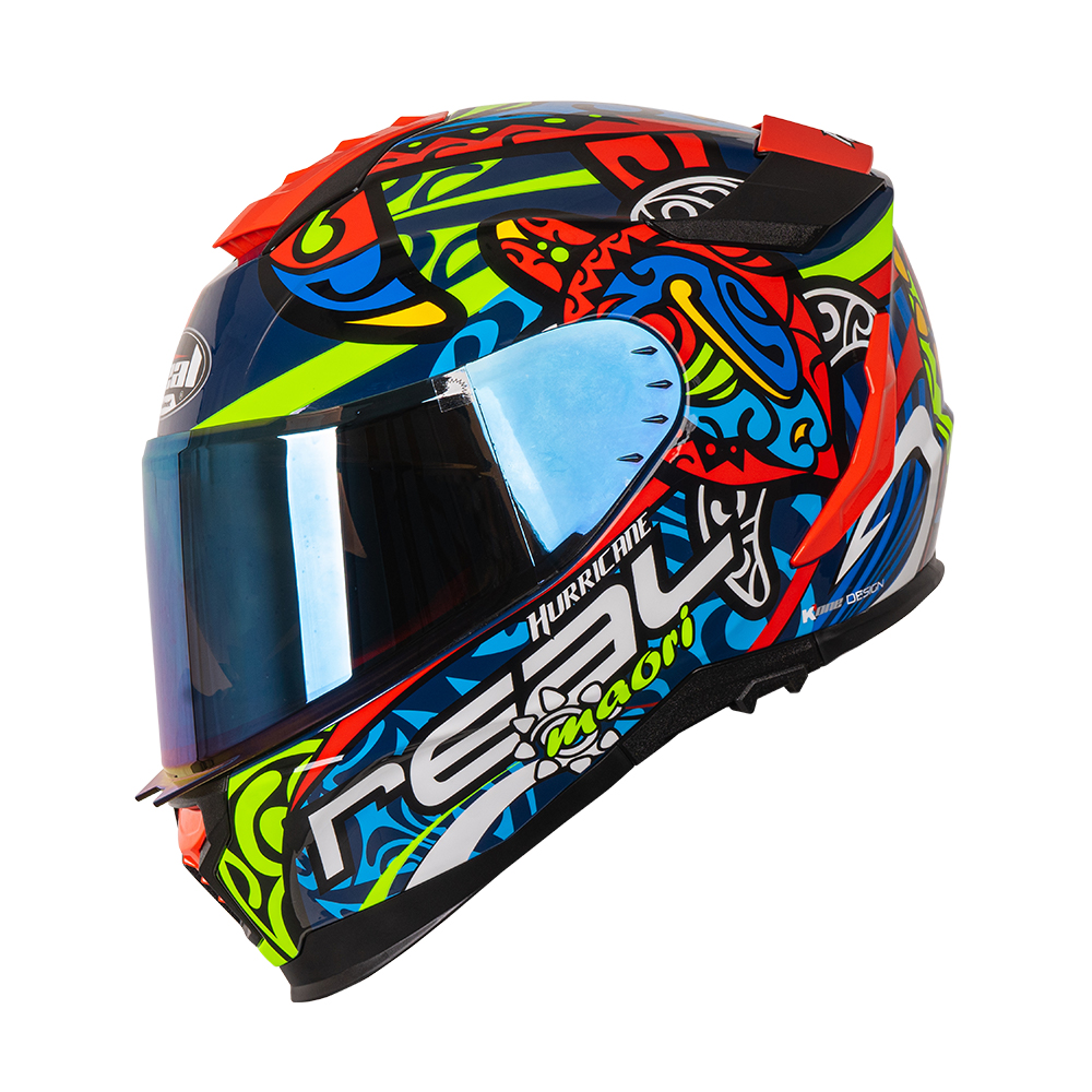 หมวกกันน็อคเต็มใบ หมวกกันน็อค Real Helmets รุ่น Hurricane Maori สีน้ำเงิน-แดง