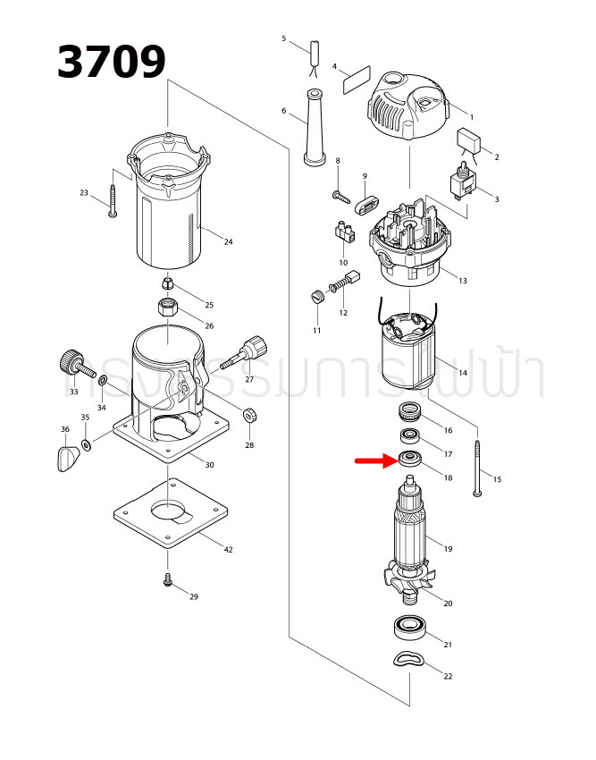 แหวนยาง ทริมเมอร์ Makita MT372, M3700, M3700B, 3709 Pn.681668-7 (แท้) ##