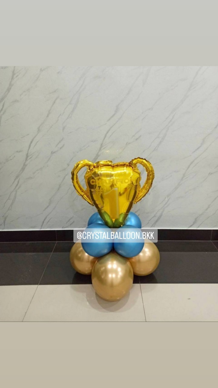 ลูกโป่งฟอยล์ตกแต่ง วันเกิดเด็ก ฟอยล์ถ้วยรางวัล ตั้งฐาน 1 ชิ้น พร้อมตกแต่ง สามารถเปลี่ยนสีลูกโป่ง/เปลี่ยนฟอยล์ตกแต่งได้