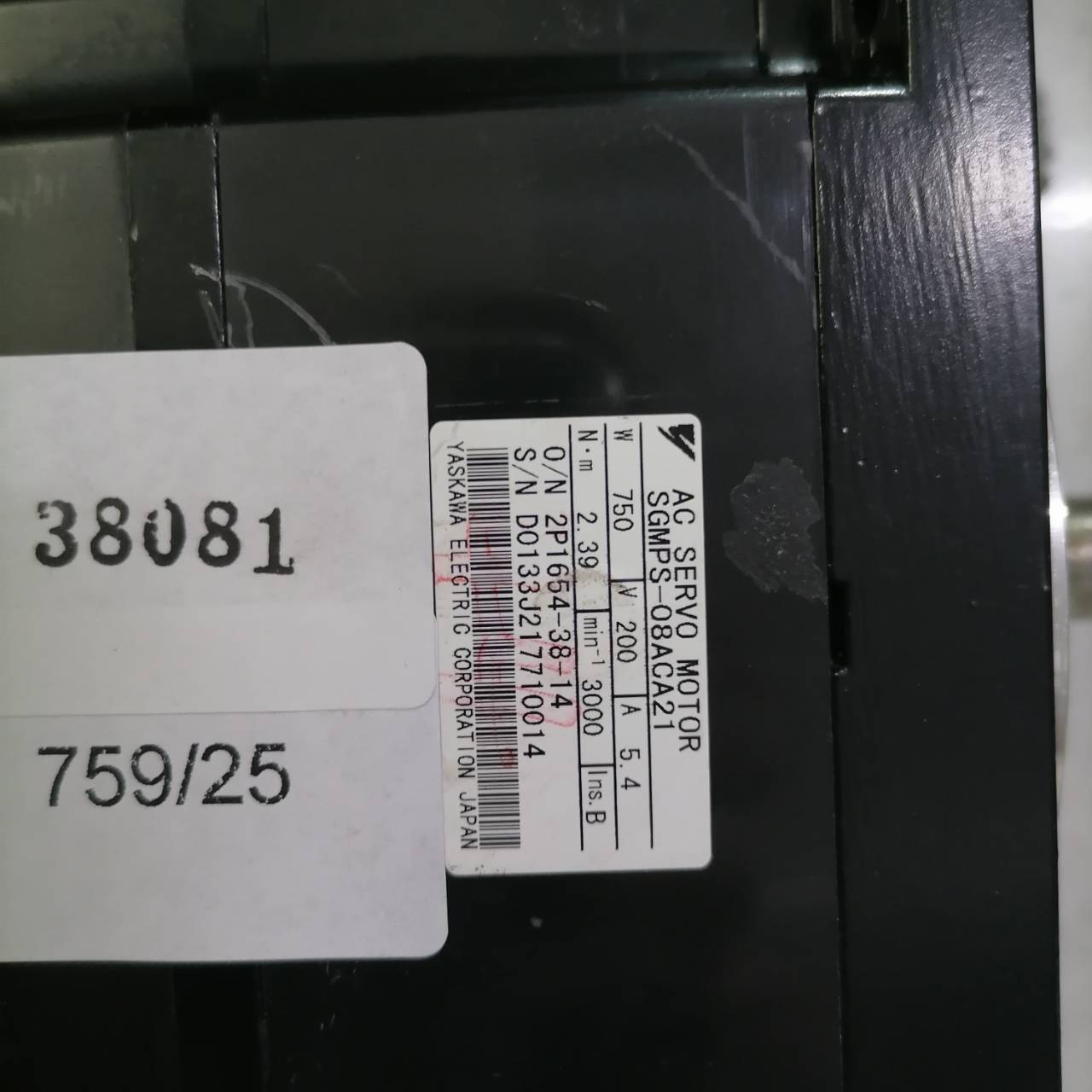 SGMPS-08ACA21 SERVO MOTOR " YASKAWA "