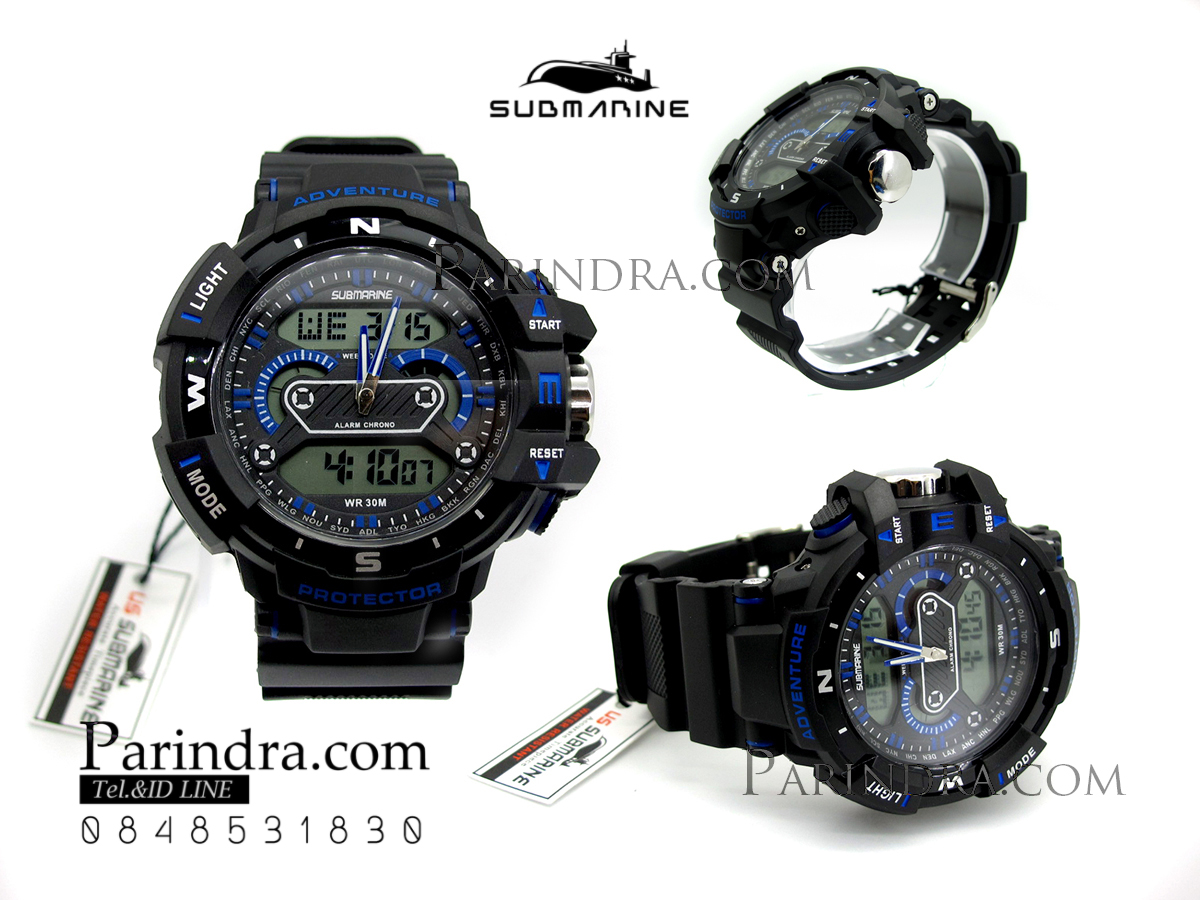 นาฬิกา US submarine Protector รุ่น TP3161M สีดำตัดน้ำเงินกรอบเข็มทิศ