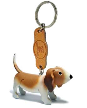 พร้อมส่ง พวงกุญแจหนังแท้ Handmade รูปหมาบาสเซ็ต ฮาวด์
