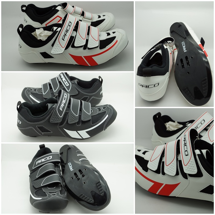 รองเท้าเสือหมอบ PACO Cycling Road Shoes, RT-02 รองเท้าปั่นจักรยานเสือหมอบ แบบสามแถบ