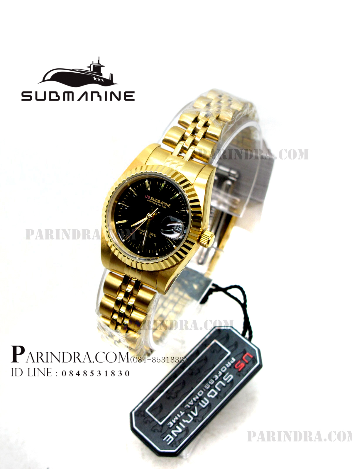 นาฬิกา US submarine รุ่น SUB108L D เรือนทองล้วนหน้าปัดดำ