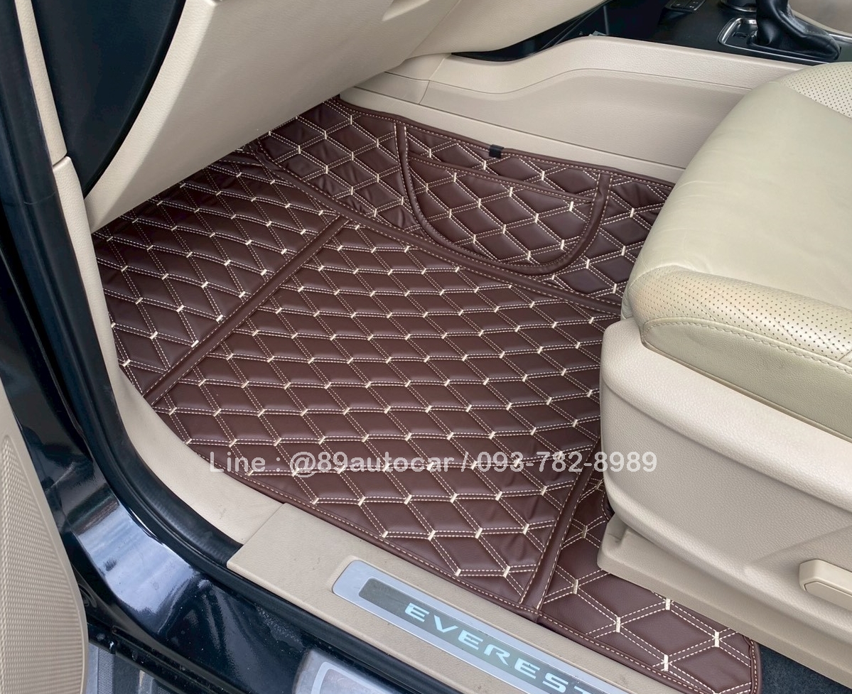 พรมรถยนต์ Ford Everest 2018 ปูพรมVVIP ด้ายคู่ สีกาแฟด้ายทอง เต็มคัน