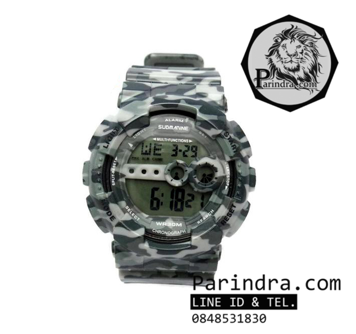 นาฬิกา US submarine รุ่น TP1340M (Military) สีลายพรางทหารสีเทา หน้าปัดพื้นเทา