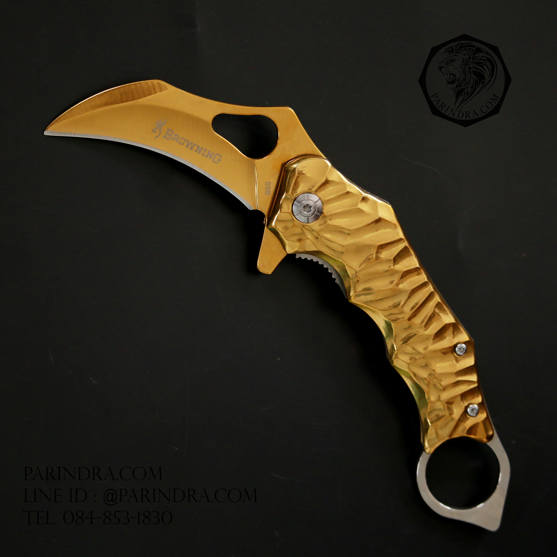 มีดคารัมบิตพับ (Karambit) Browning B65 สีทองอร่าม (OEM)