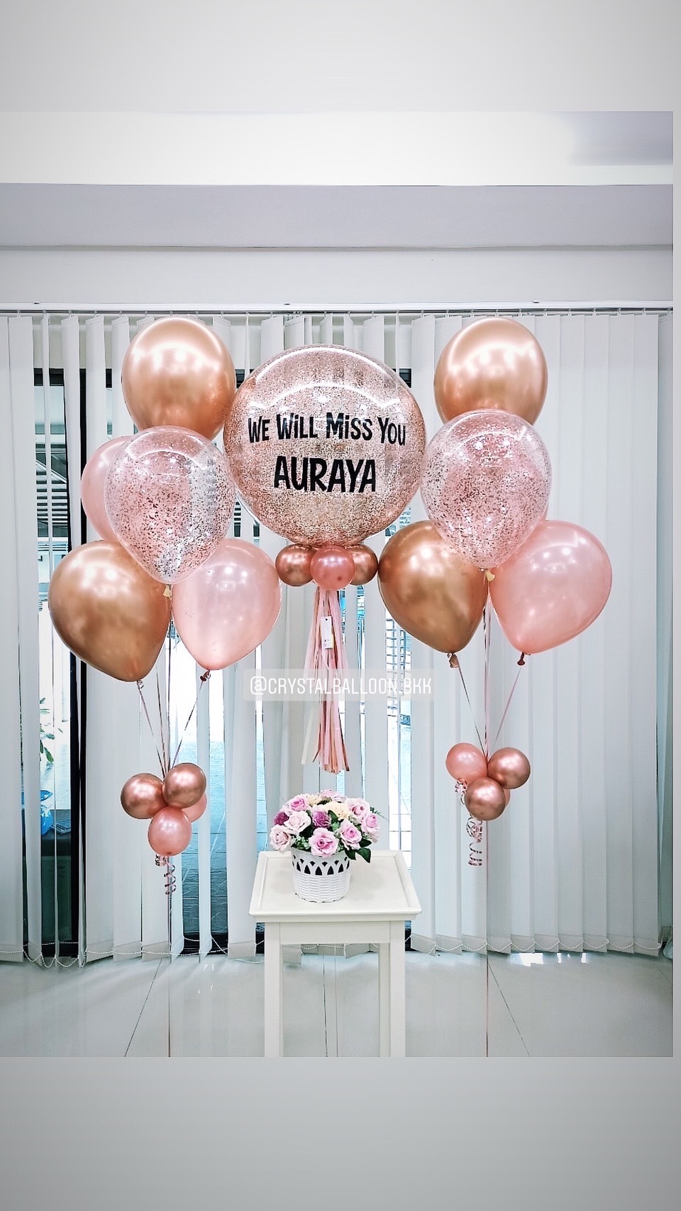 ลูกโป่ง อำลา Bubble 24" Theme สีโรสโกล พร้อม ช่อลูกโป่ง ช่อ 5 ลูก 2 ช่อ,ลูกโป่งใส ใส่กลิตเตอร์ พร้อมตกเเต่ง สามารถเปลี่ยนสีลูกโป่ง/เปลี่ยนข้อความ/เปลี่ยนขนาดได้