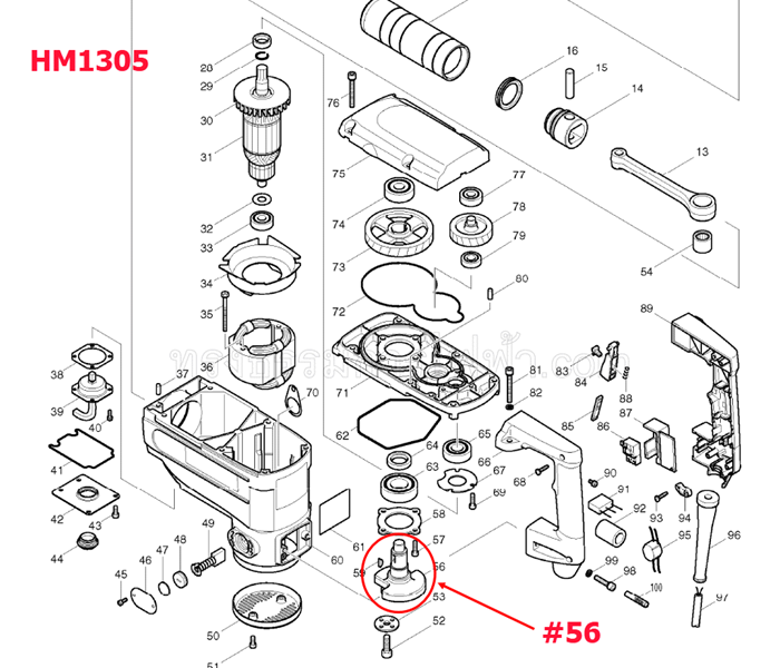 ข้อเหวี่ยง แย็ก, สกัด Makita มากีต้า HM1305 [#56] #G4 Pn.154582-5 (แท้) ##