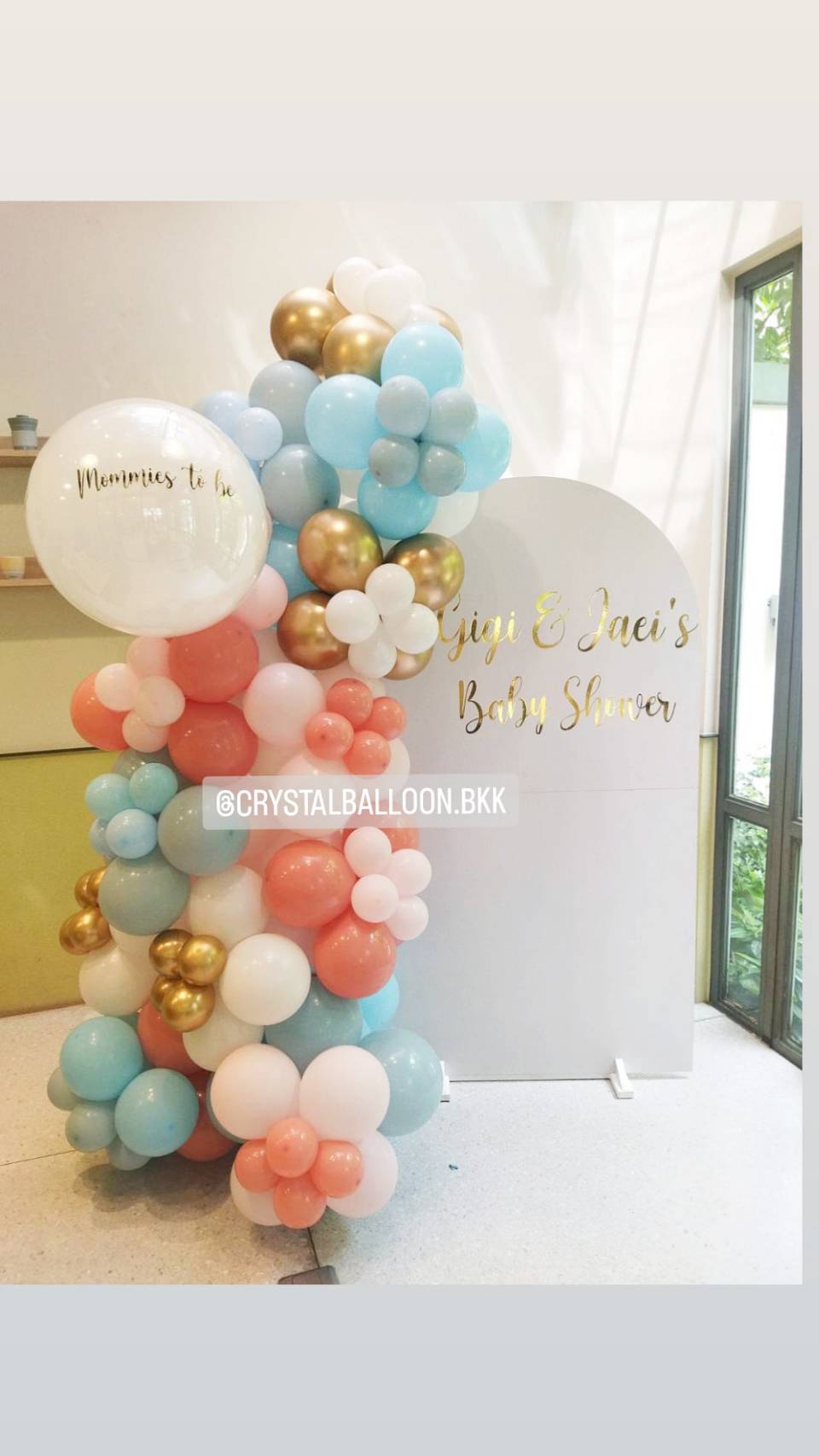 Organic Backdrop ฉาก U คว่ำ (ฉากสีขาว) ขนาดกว้าง 1 เมตร สูง 180 ซม. พร้อมตกแต่ง สามารถเปลี่ยนสีลูกโป่ง/เปลี่ยนข้อความ/เปลี่ยนสี-ฉากได้