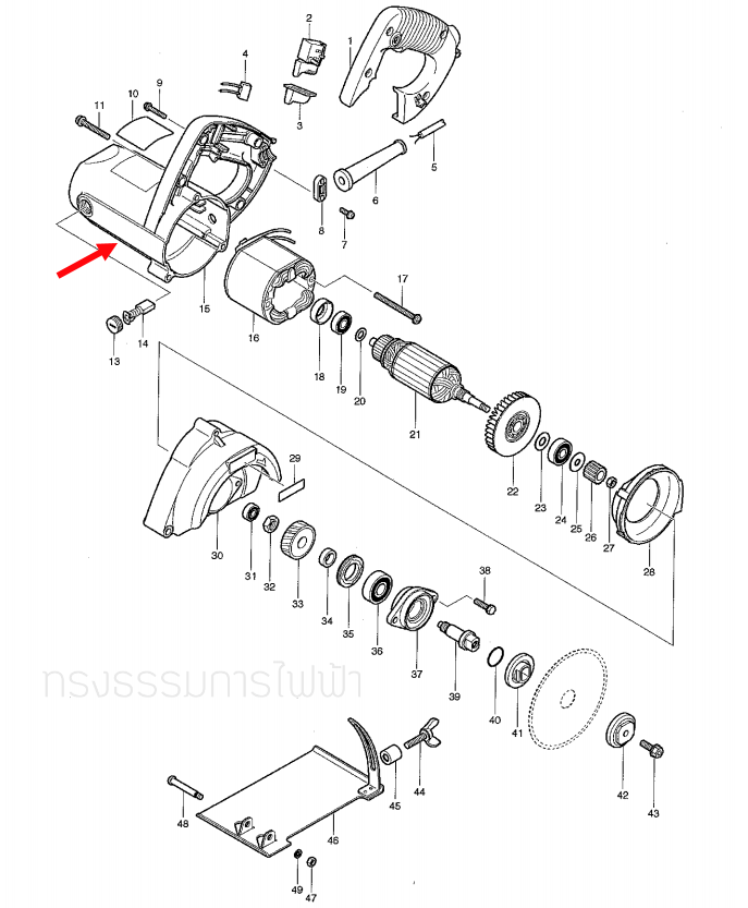 เสื้อฟิลคอยล์ เครื่องตัด มาคเทค-Maktec MT410 [#15] Pn.153293-9 (แท้) ##(**)