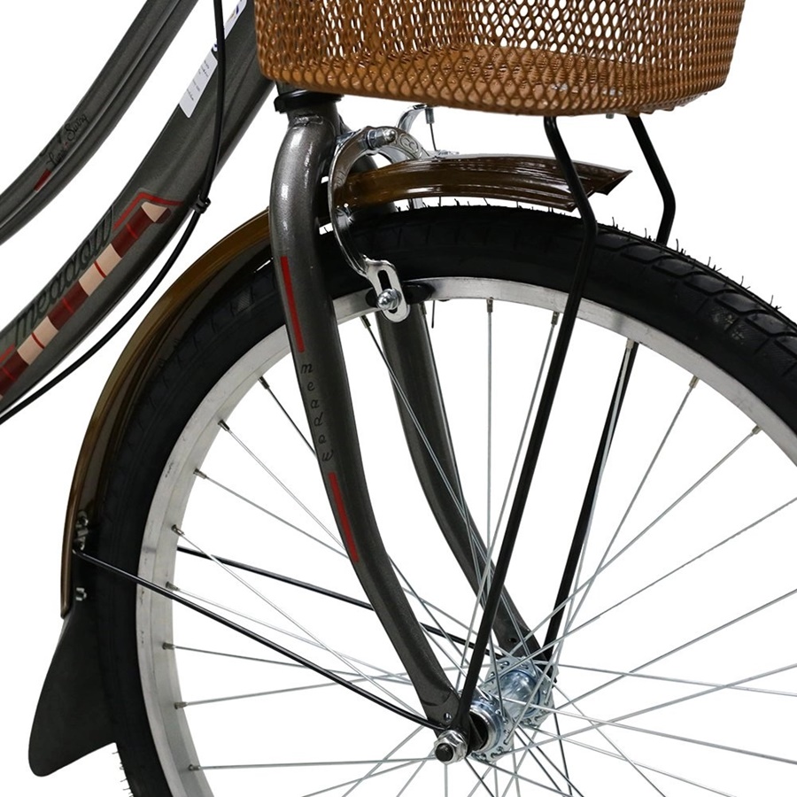 MEADOW housewife's bicycle, model CITY VINTAGE MIT, 24-inch wheels, with vintage basket, no gears.