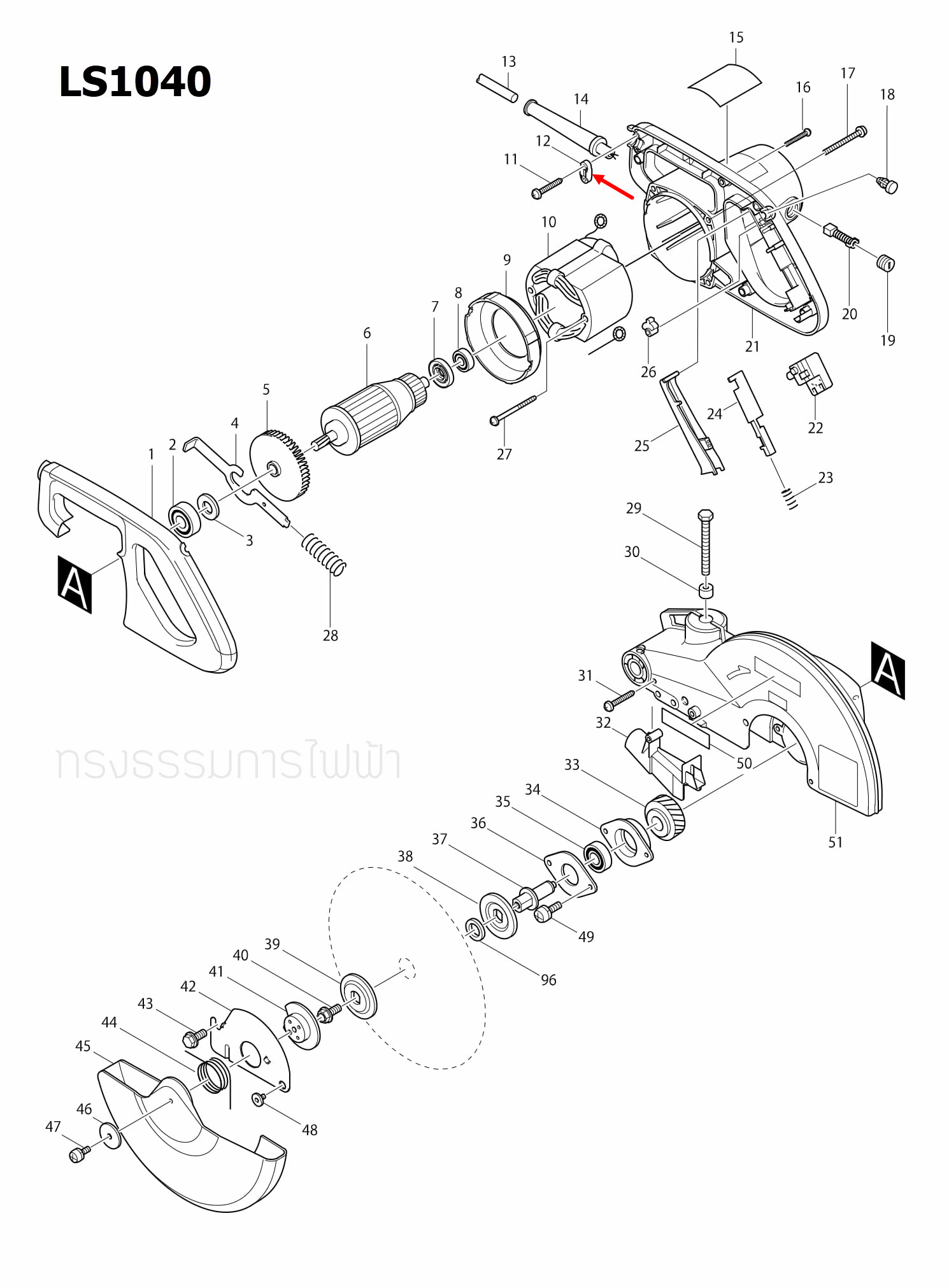 STRAIN RELIEF Makita มากีต้า UB1100, 1100, 1600, TW0200, LS1040, BO4901, N5900B, 6905H, HM1305, HM1306, 9403, 9523NB Pn.687053-2 (แท้) ##(*)