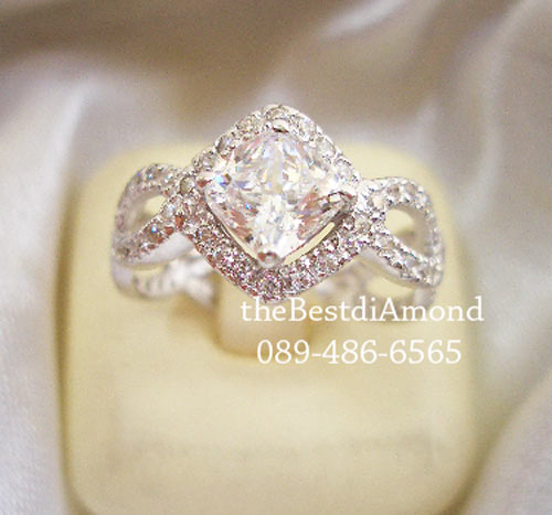 SR004RD+แหวนดีไซน์เกลียวผสมPrincess++แหวนเงินแท้ ดีไซน์สวยหรู แบบร้านจิวเวลลี่ทันสมัย ตามcounter ห้างเลย เหมือนของแท้สุดๆเล่นไฟวิ๊งๆ รับประกันความสวย