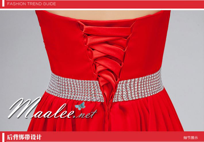 พร้อมส่ง ชุดราตรีสั้น เกาะอก หน้าสั้นหลังยาว สีเหลือง (เชือกผูกหลัง)