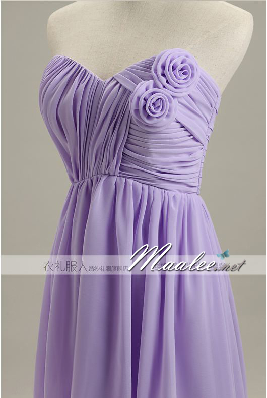 พร้อมเช่า ชุดราตรีสั้น ชุดเพื่อนเจ้าสาว สีม่วงอ่อน Lavender Lv-001C