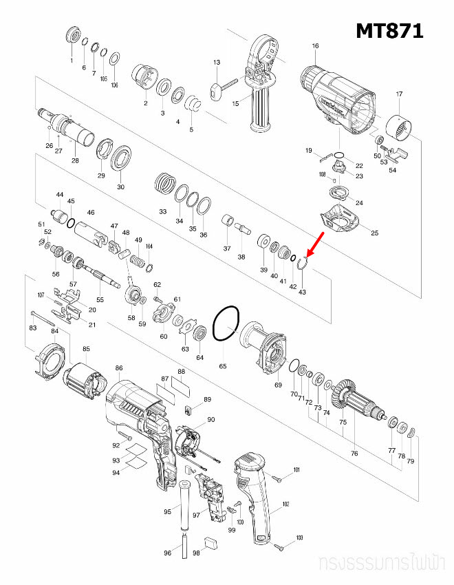 RING SPRING 28 สว่านโรตารี่ Maktec มาคเทค, Makita มากีต้า MT870, MT871, M8701, M8701B [#43] Pn.233979-2 (แท้) (**)