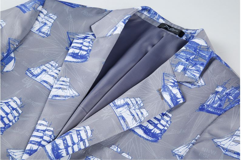 Pre-order เสื้อสูทชายแฟชั่น ลายกราฟฟิก สีสดใส ** เฉพาะเสื้อ**