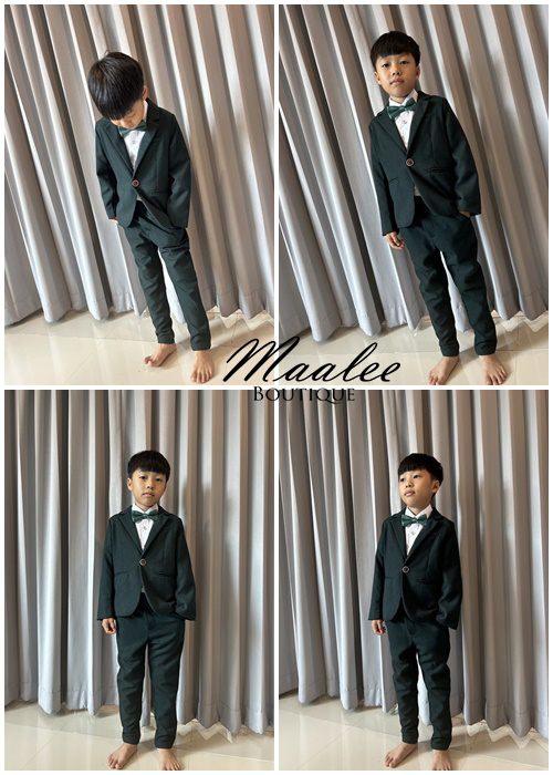 พร้อมเช่า ชุดสูทเด็กชาย สีเขียว เท่ๆแบบสากล **พร้อมเช่าไซส์ 120 ,130 , 140 , 160 **