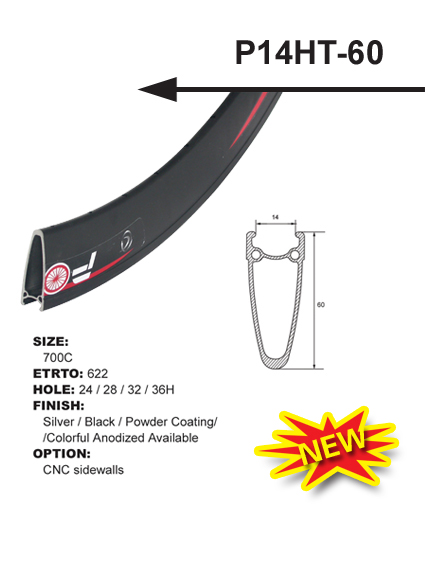 ขอบล้ออลูมิเนียมสองชั้น 700C 36H "Power Cycle) สูง 50 มม.,P14DT-50 (ขาย/วง)