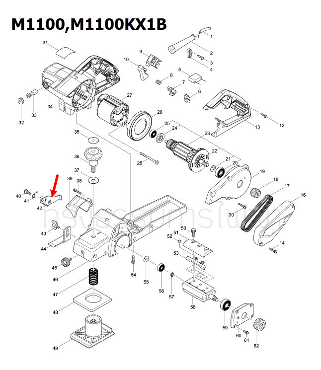 แผ่นปิด DRUM Maktec , Makita MT110, M1100, M1100KX1B [#42] Pn.345507-2 (แท้) ##(**)