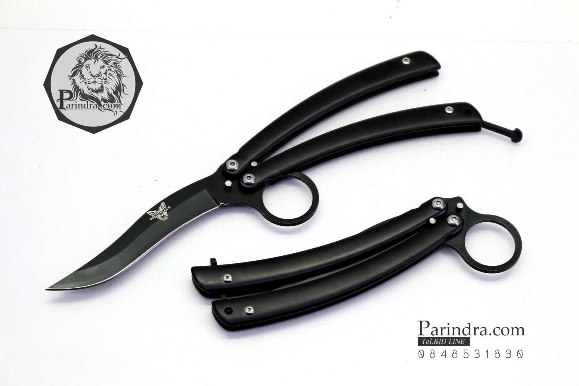 มีดบาลีซอง Balisong มีดควง มีดปีกผีเสื้อ สีดำ มีห่วงนิ้วมือ ขนาด 8.5 นิ้ว BLA010