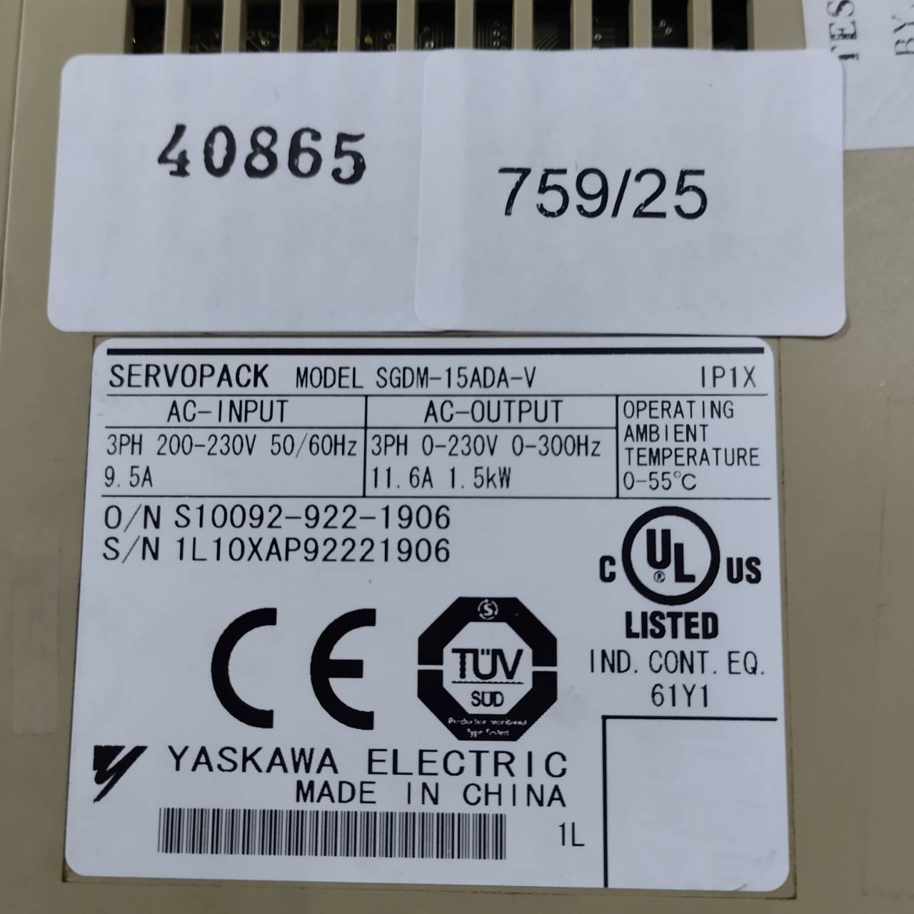 SGDM-15ADA-V SERVO DRIVE “ YASKAWA ”