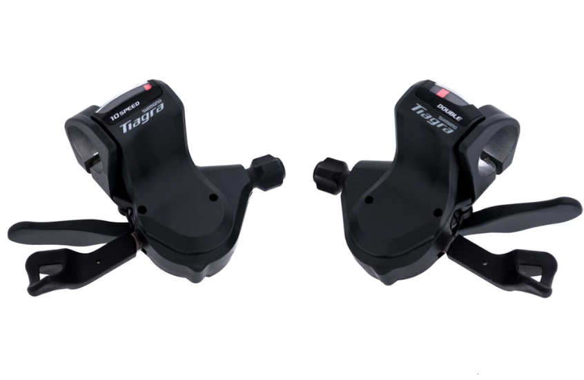 มือเกียร์ SHIMANO TIAGRA, SL-4700, รุ่นจาน 2 ชั้น, ใส่แฮนด์ตรง, 10-SPD, พร้อมสาย (มีกล่อง)
