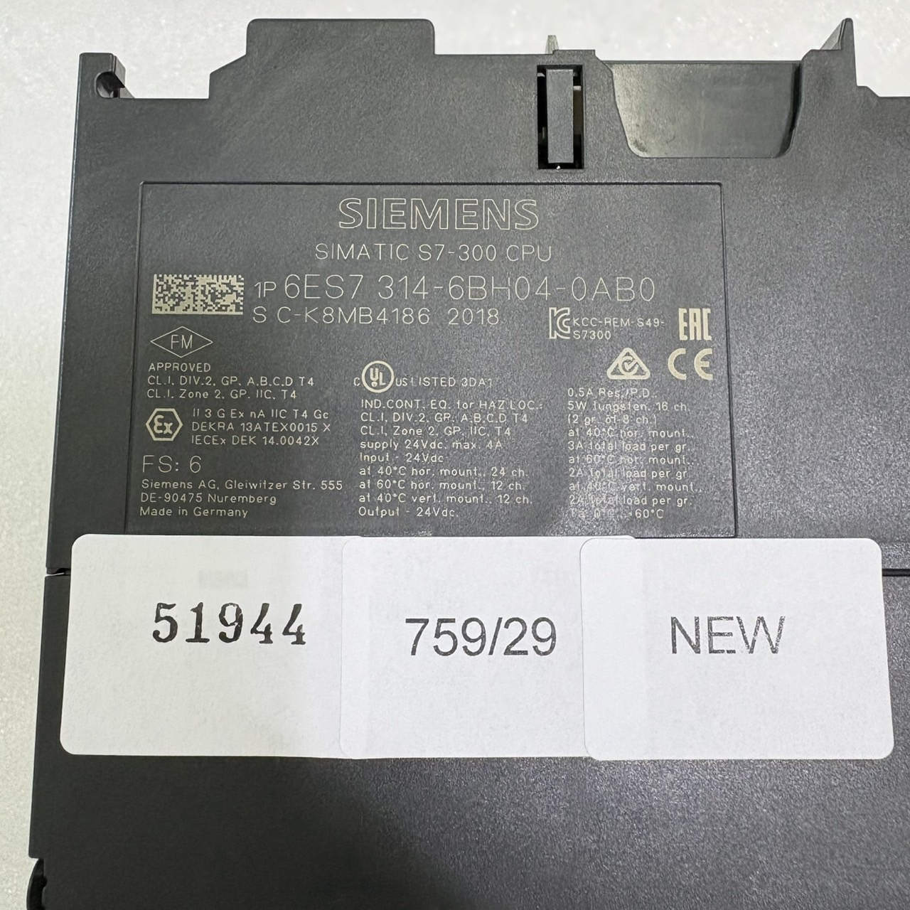 6ES7 314-6BH04-0AB0 PLC " SIEMENS "