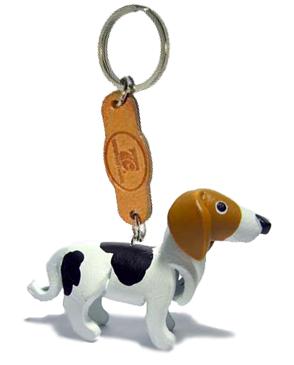 พร้อมส่ง พวงกุญแจหนังแท้ Handmade รูปหมาฟ๊อกซ์ฮาวด์